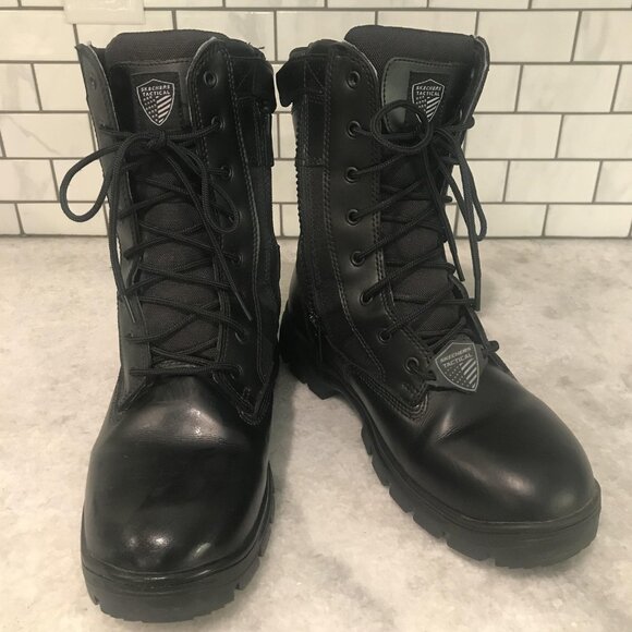 Skechers Tactical Boots Mens Size 11 Black Waterproof Side Zip Wide EH 77514W - Picture 1 of 10
